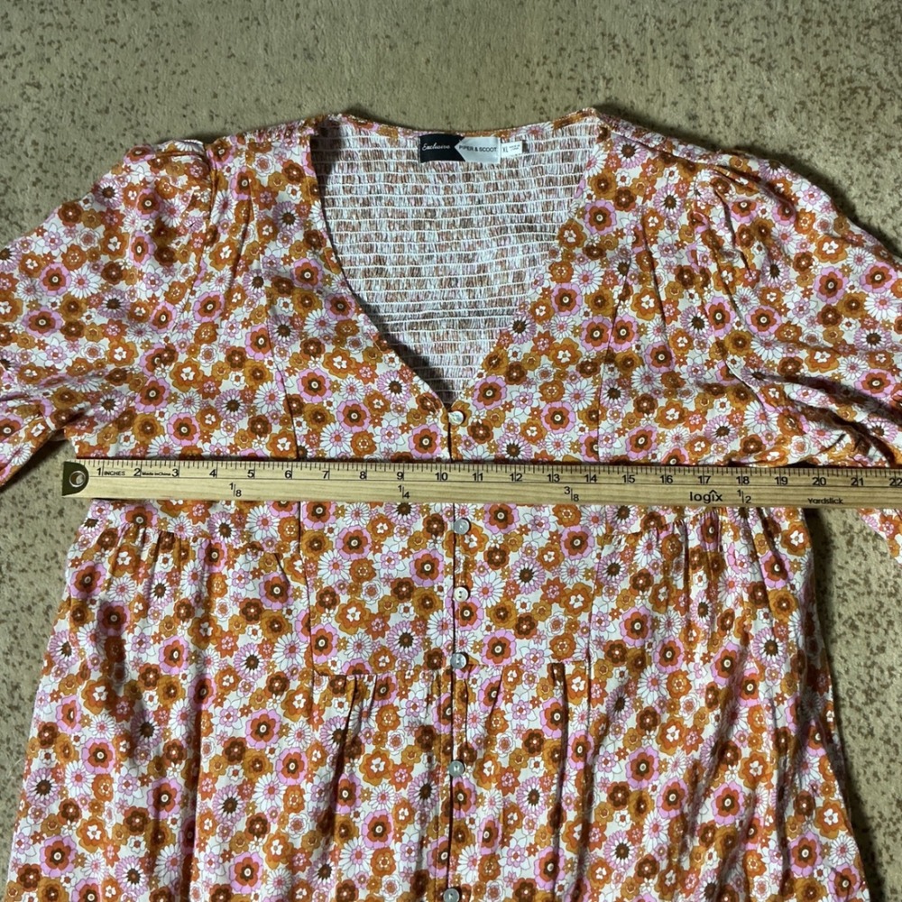 Piper & Scoot Exclusive Cottagecore Floral Smocked Dress Fringe XL PSD3518C - Picture 5 of 8